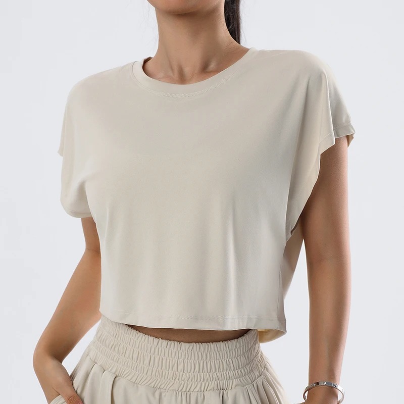Picture of Loose Yoga Top Summer Women Short Sleeve Gym Top Sportswear Quick Dry Running Sport Shirt Fitness Athletic Crop Tops Active Wear